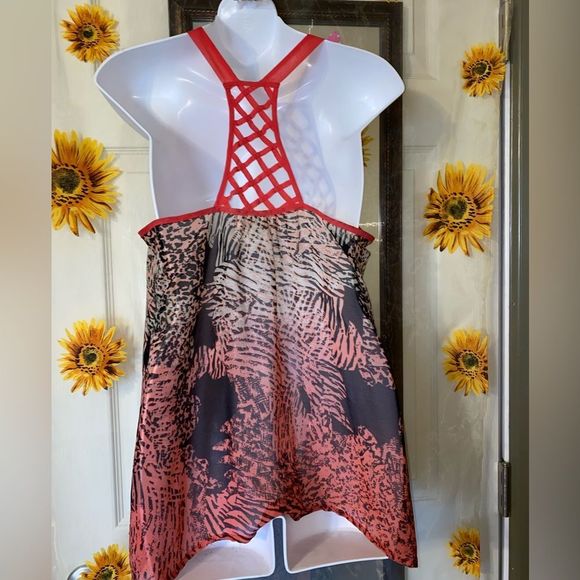 Band Of Gypsies Tank Top Orange And Brown Size Large TT-24 - Picture 2 of 5